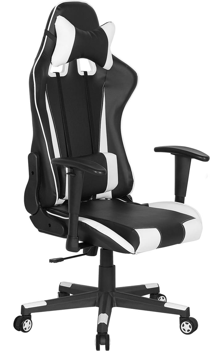 GAMER - Gamestoel - Wit/ Zwart - Kunstleer