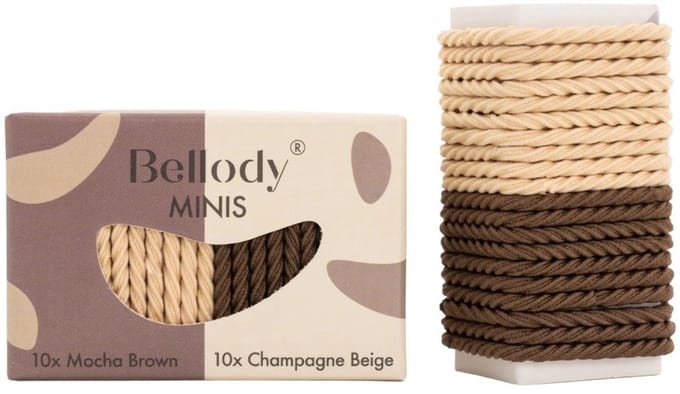Bellody - Haargummie Mini Elastiek - Bruin en Beige