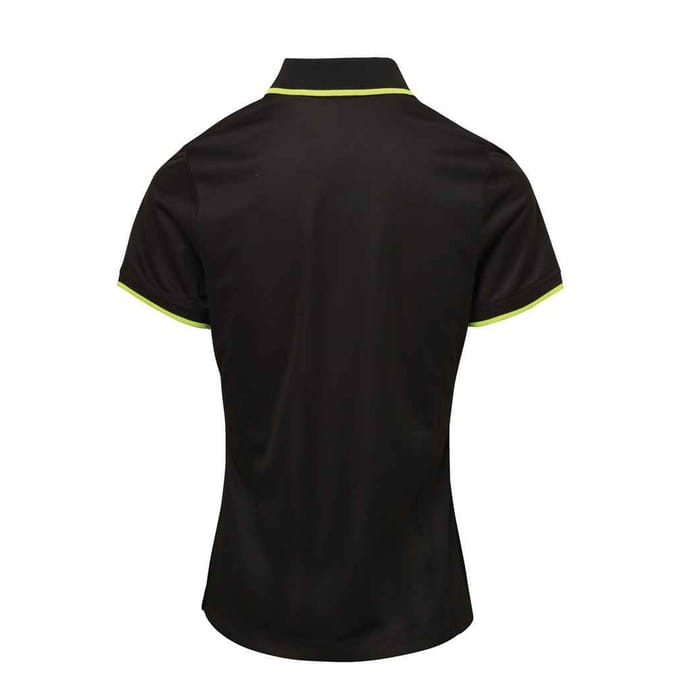 Premier Dames/Dames Coolchecker Contrast Piqué Poloshirt (Zwart/Kalk)