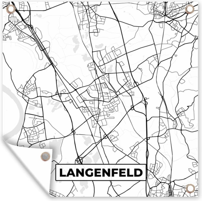 Tuindoek Langenfeld - Plattegrond - Stadskaart - Kaart - 100x100 cm