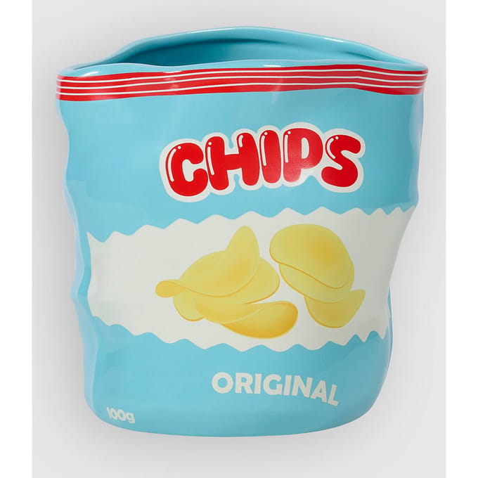 bitten Chips Keramische decoratievaas blauw