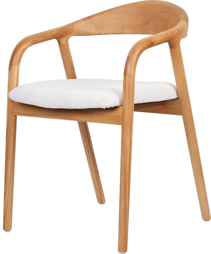 Houten Stoel Travis natuurlijk/Wit, Essenhouten Frame, Gestoffeerde Zitting-natuurlijk/Wit