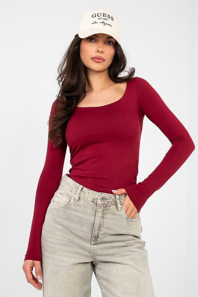 Luna Square Top - Donkerrood / S/M