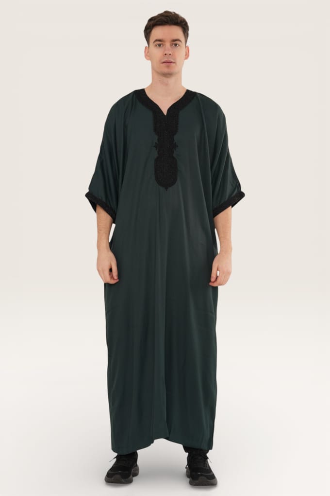 Heren groene Marokkaanse Thobe Jubba Robe Eid Djellaba Gandoura LFS - HM62