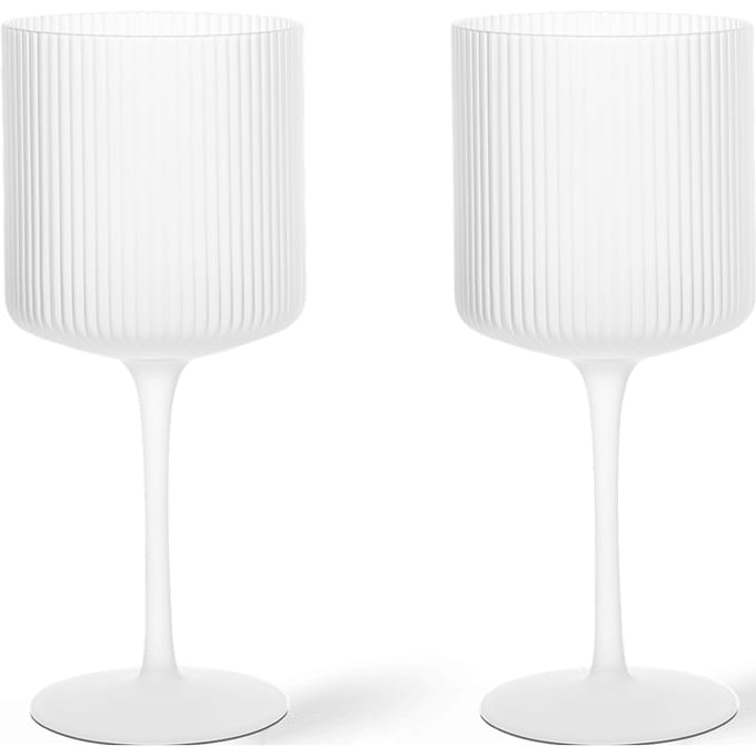 Ferm Living Ripple rode wijnglazen set van 2 - frosted