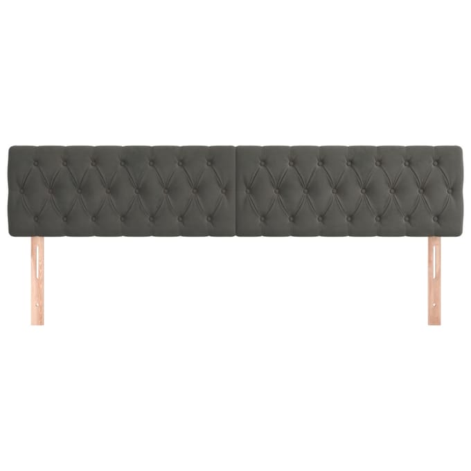 vidaXL - Hoofdborden - 200x7x78/88 - cm - fluweel - donkergrijs