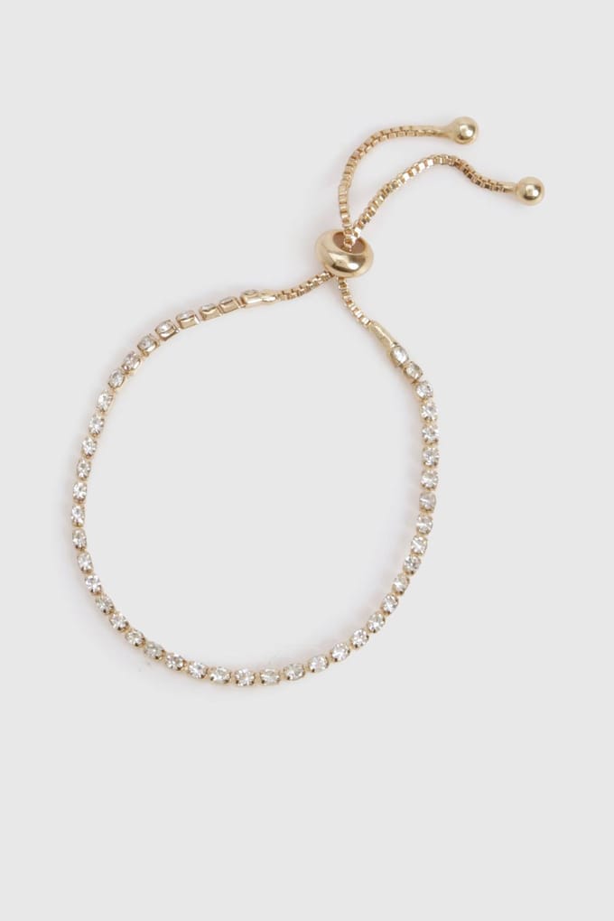 boohoo Dames Diamanten Toggle Armband | Goud