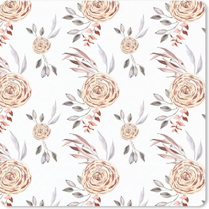 Muismat 20x20 cm - Mousepad Rozen - Goud - Wit - Muismatten