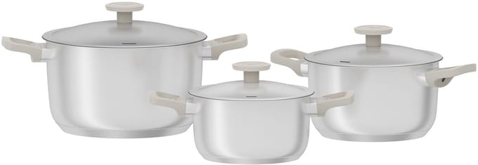 LEO 6-delige kookpotten set Bolt Oyster - Grijs - PFAS-vrij