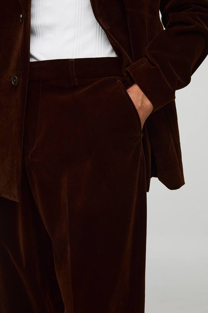 Relaxed Velour Trouser | Chocolate | Size 40