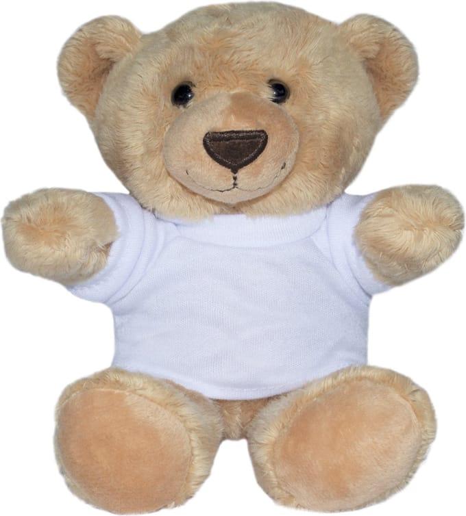 Beer Moritz - knuffelbeer - beige teddybeer - wit T-shirt - 14 cm - pluche - MiniFeet® - mbw®