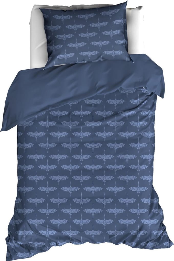 De Witte Lietaer Dekbedovertrek Crane Blue - Eenpersoons - 140 x 200/220 cm - Flanel
