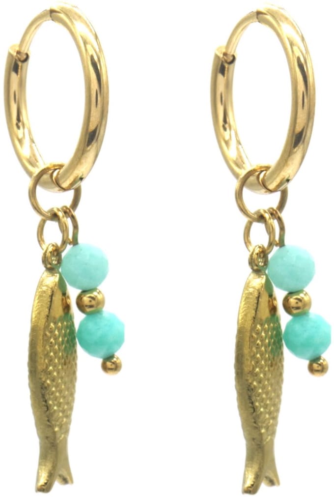 RVS Oorbellen - Vis - 3.5x1.5cm - Goudkleurig - dames - stijlvol - cadeau
