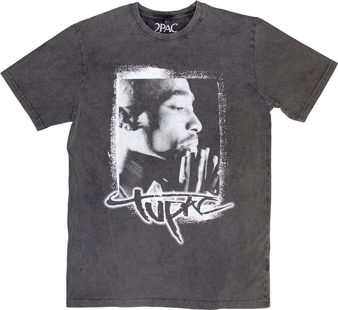 Tupac - Spray Photo Heren T-shirt - S - Grijs