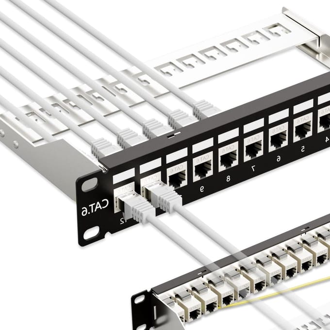 iwillink 10Gbps Patch Panel 12 Port, RJ45 via Coupling Cat6 Patch Panel STP Shielded with Rear Bar, 10'' Wall Mount or Rack Mount, Compatible with Cat5, Cat5e, Cat6 Cabling
