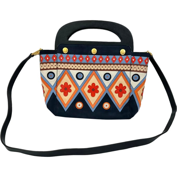 Tory Burch 2017 Appliqué Bermuda Tas in Marineblauw Suède