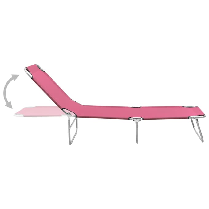 vidaXL - Ligbed - inklapbaar - staal - en - stof - roze