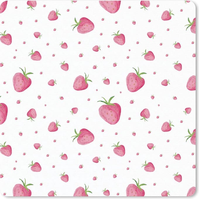 Muismat 20x20 cm - Mousepad Aardbei - Waterverf - Sjablonen - Muismatten