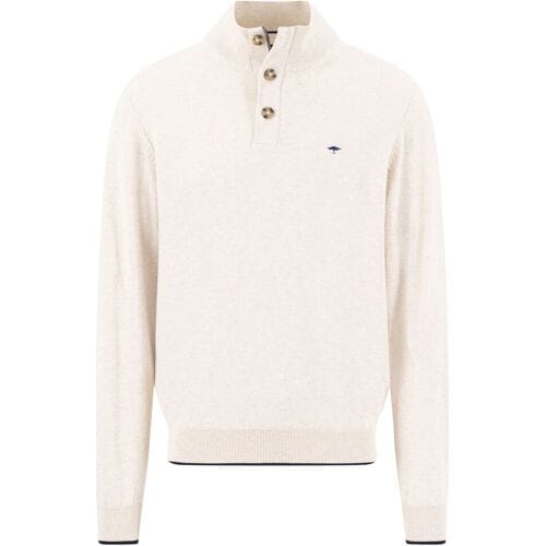 Fynch-Hatton Trui Troyer Button Subtle Tipping Superfine Cotton New Off White / male