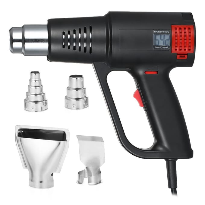 2000W Industriële Snel Verwarmende Heteluchtpistool LCD Digitaal Temperatuurgecontroleerd Hoogwaardige Handheld UK Plug zwart