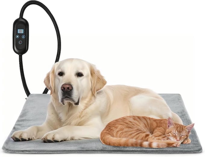 Verwarmingsmat Huisdier - Warmtekussen Dier - Comfort Verwarmen - Instelbare Temperatuur - 40 x 70 cm - Grijs
