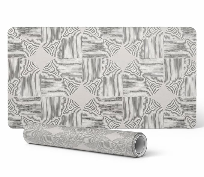 Moderne vinyl toetsenbordmat met geometrisch lijnpatroon, 90x45 cm
