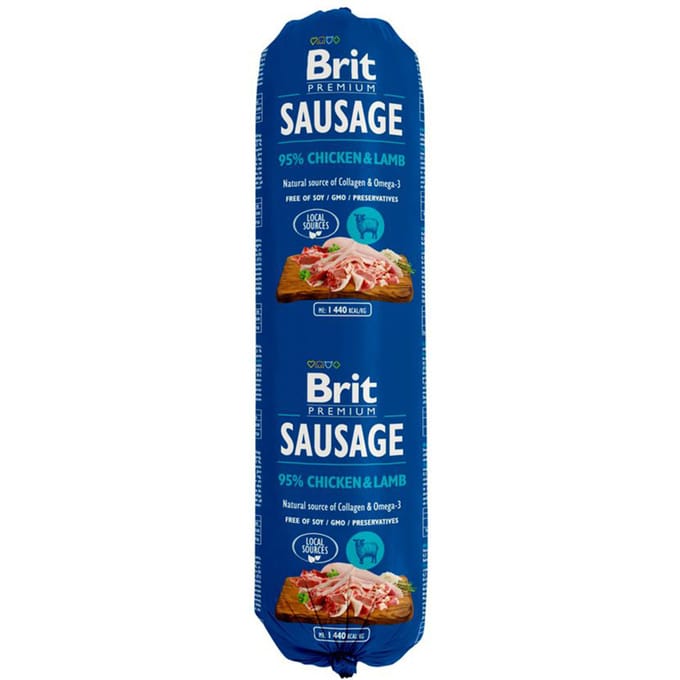 Brit Sausage natvoer - Kip & Lam (12 x 800 g)