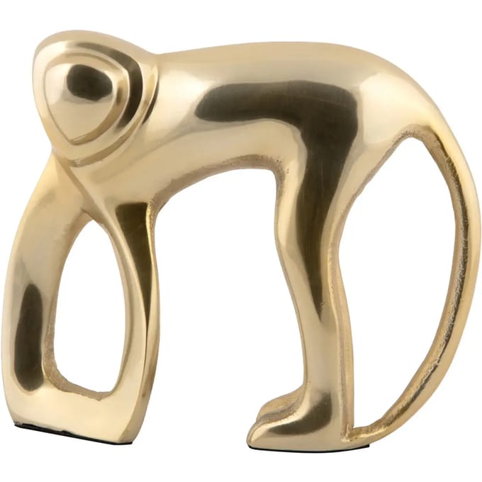 Present Time Ornament Monkey - Goud - 17x5x15cm - Scandinavisch - Aluminium