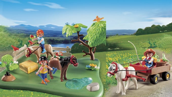 Jubileum Compact Set Ponyweide met hooiwagen /  CompactSet anniversaire "Cavaliers avec poneys et carriole"