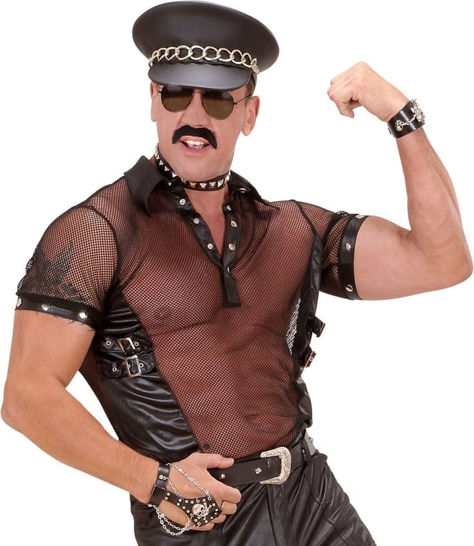 Net t-shirt man zwart lederlook