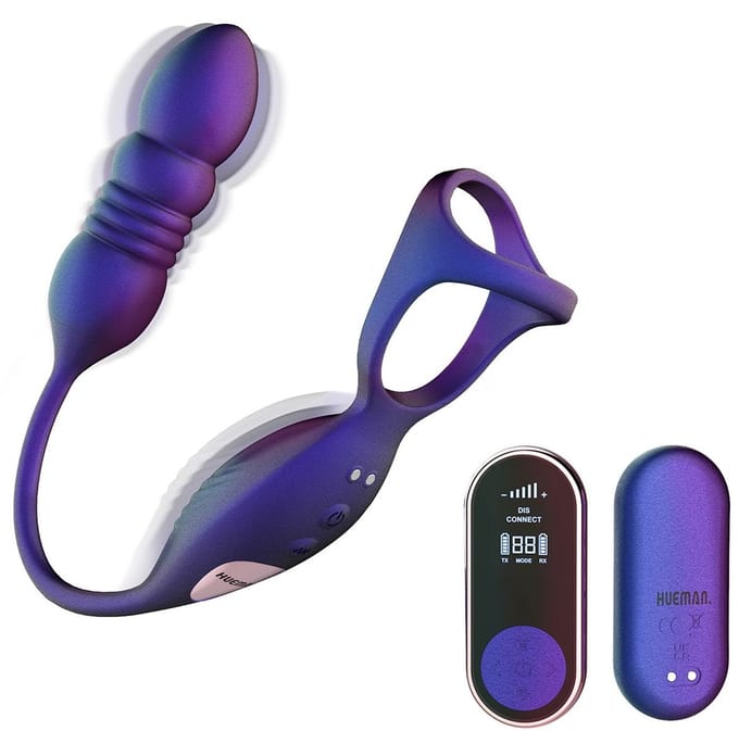 Hueman - Deep Impact Cock- & Ballring - Met Stotende Prostaatstimulator