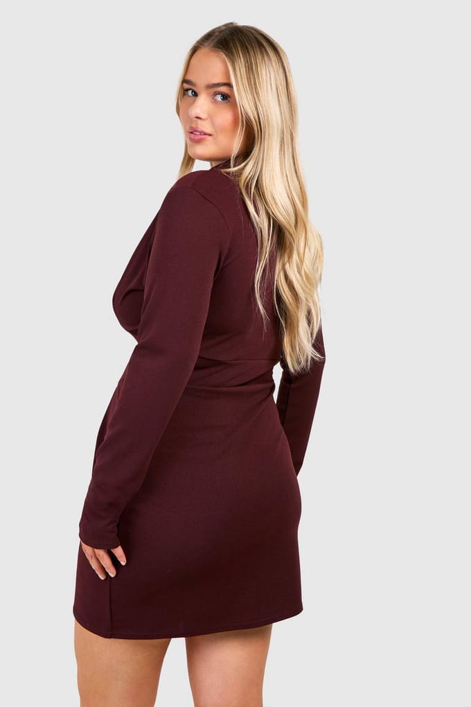 boohoo Dames Plus Corset Detail Blazer Jurk | Chocoladebruin | Maat: 54