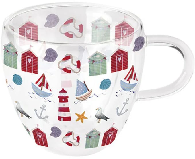 Ambiente Nautical Items Dubbelwandig Glas 0.2L – Maritiem Design - set van 6
