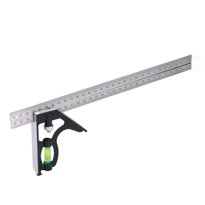 Combinatievierk Roestvrij Staal Timmermansliniaal Meetinstrument voor Houtbewerking Constructie gray