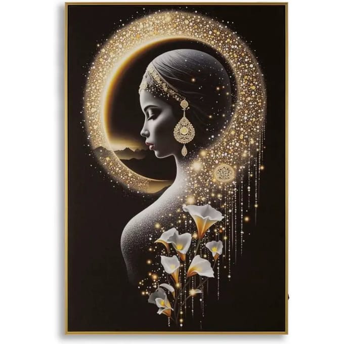 Schilderij On Canvas With Led Inda Laquared With Frame 60×3,5×90 cm