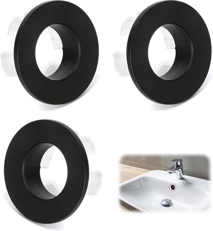 Overloop Ring - Afvoer Ring - Badkamer Afwerking - Mat Zwart Messing - 3 stuks - Zwart