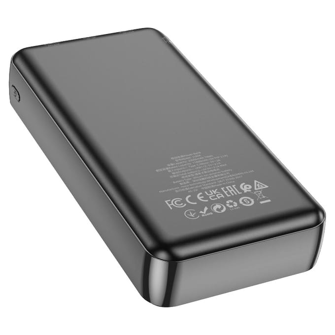 Hoco Powerbank 20.000 mAh - Compacte Noodlader - Grote Capaciteit - 2x USB-A - USB-C & Micro-USB Input - LED Indicator - Universeel voor Telefoon & Tablet - Zwart