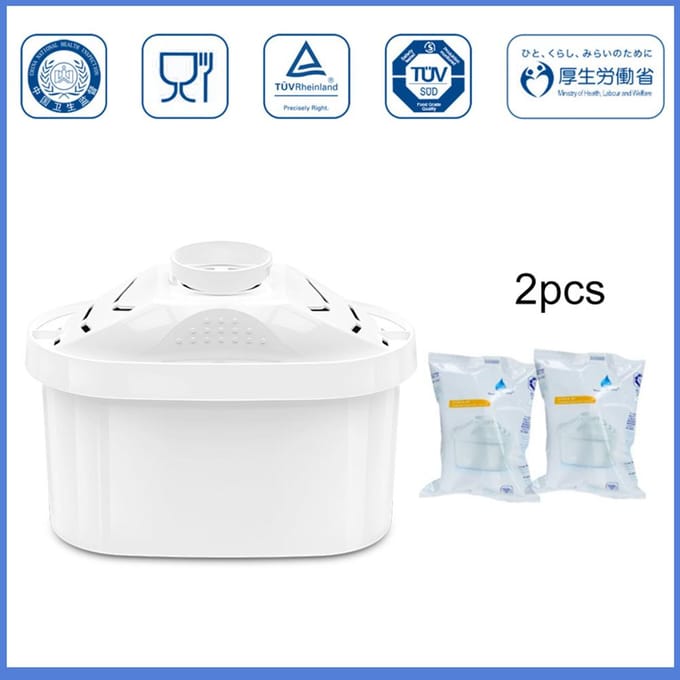 2 Stuks Waterfilterpatronen Compatibel met Brita Maxtra en Filterpatronen voor Brita Water wit
