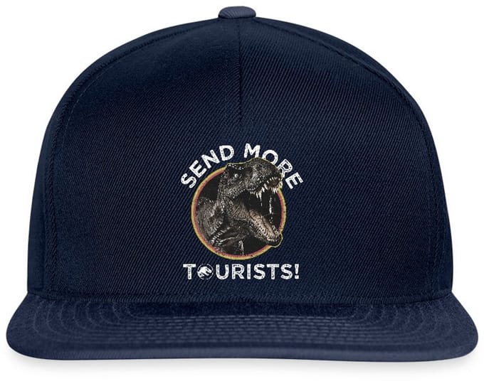 Jurassic Park T-Rex Send More Tourists! Snapback cap