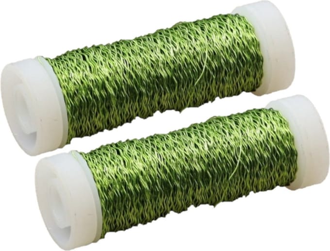 HBX Natural Living Wikkeldraad - 2x rolletjes -groen- 25 gr- bouillon -metaaldraad - hobby