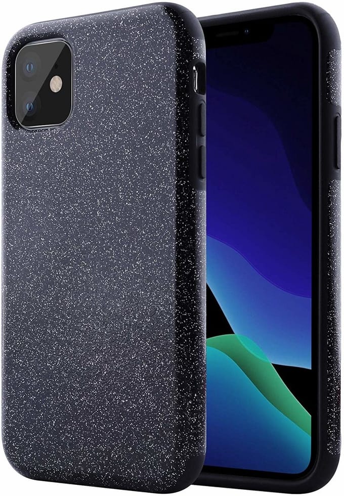 Ntech hoesje Geschikt voor iPhone 11 Glitter TPU Back Hoesje - Zwart