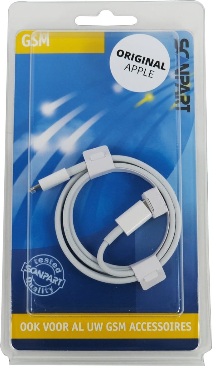 Scanpart USB C kabel 1 meter - USB C naar USB C - Geschikt voor Apple - MUF72AM/A - Wit - Origineel