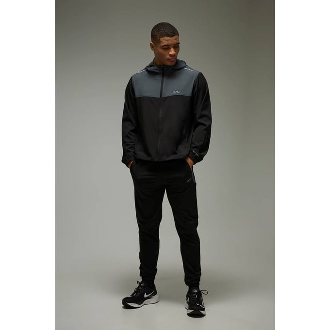 Heren Actief Kleurblok Normale Pasvorm Trainingspak | Black | Size Medium