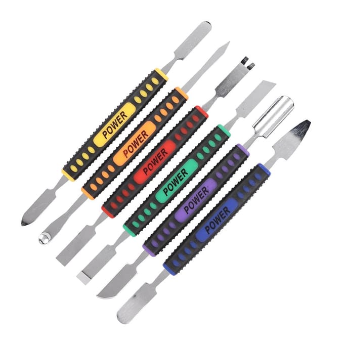 Kit d'outils de réparation et d'ouverture de levier à double tête pour téléphone portable, 6 pièces black