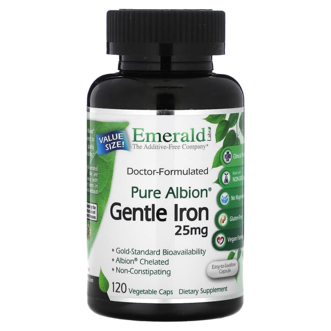 Emerald Laboratories, Pure Albion, Gentle Iron, 25 mg, 120 Plantaardige Capsules