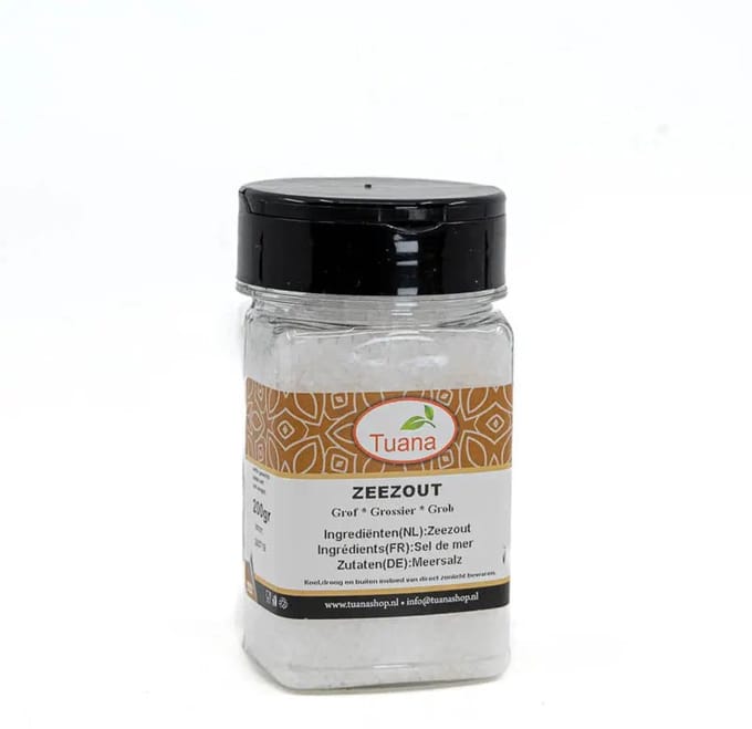 Tuana Kruiden - Zeezout Korrels Grof - Strooibus 1000 Gram - GP-Z-0003
