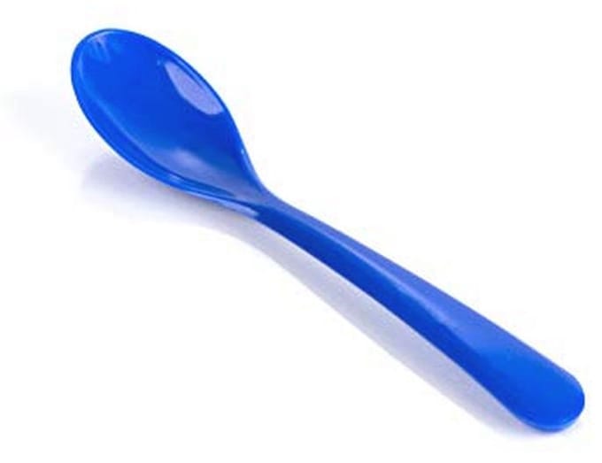 Kunststof eierlepel en kinderlepel groot set van 6, blauw