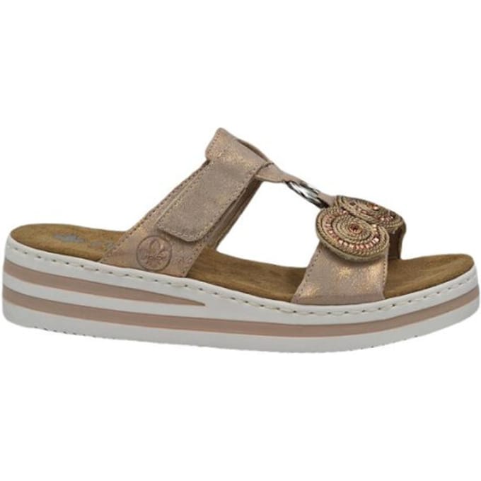 Rieker -Dames - roze-goud metallic - slippers & muiltjes - maat 40