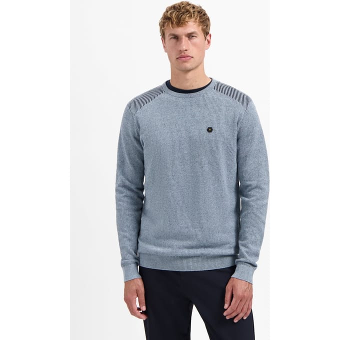 No Excess Pullover Crewneck Plated Structure Knit Dusty Blue  2XL