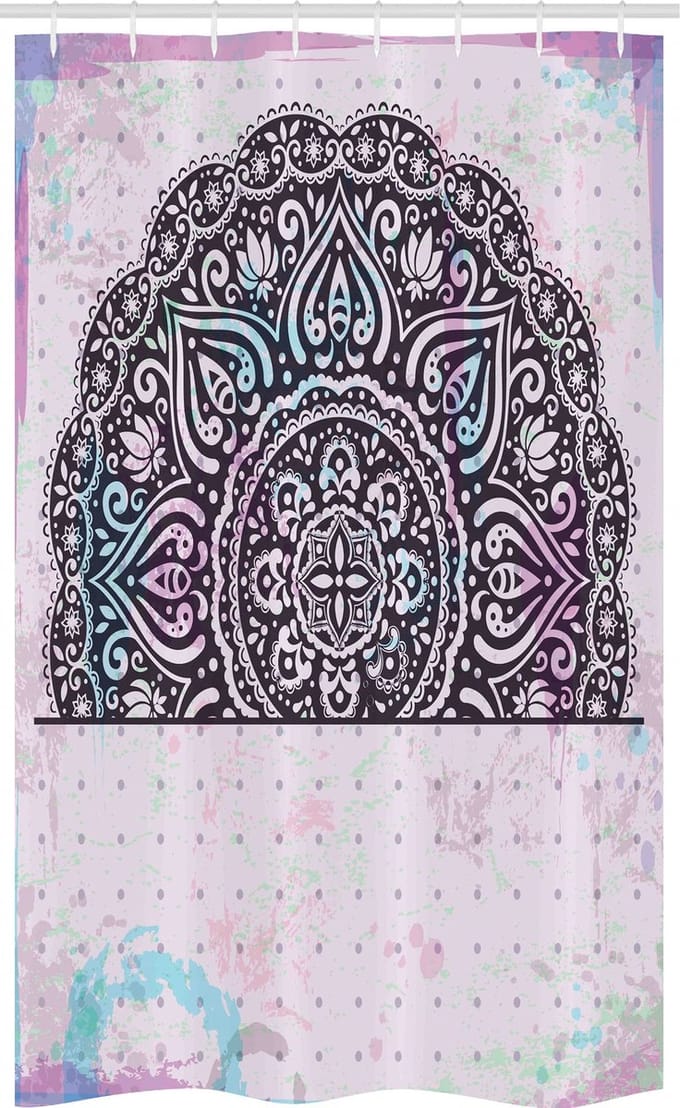 ABAKUHAUS Mandala Douchegordijn – 120x180 cm – Donkerpaars Multicolor